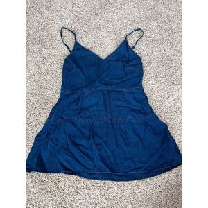 NWT Old Navy Denim look V-neck cami tank top tiered XS